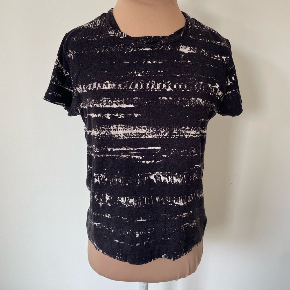 Piazza Sempione Printed Twist Collar Stretch Viscose Short Sleeve Tee IT44/US8